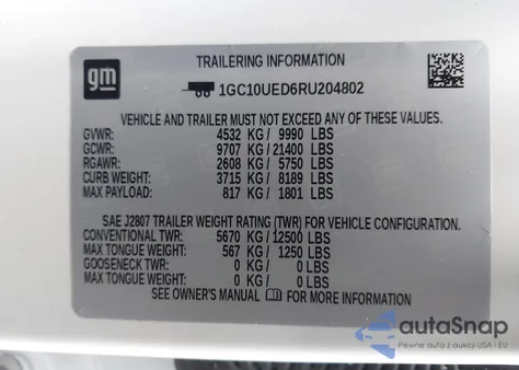 2024 Chevrolet Silverado Ev Work Truck из США, поврежденный, VIN 1GC10UED6RU204802